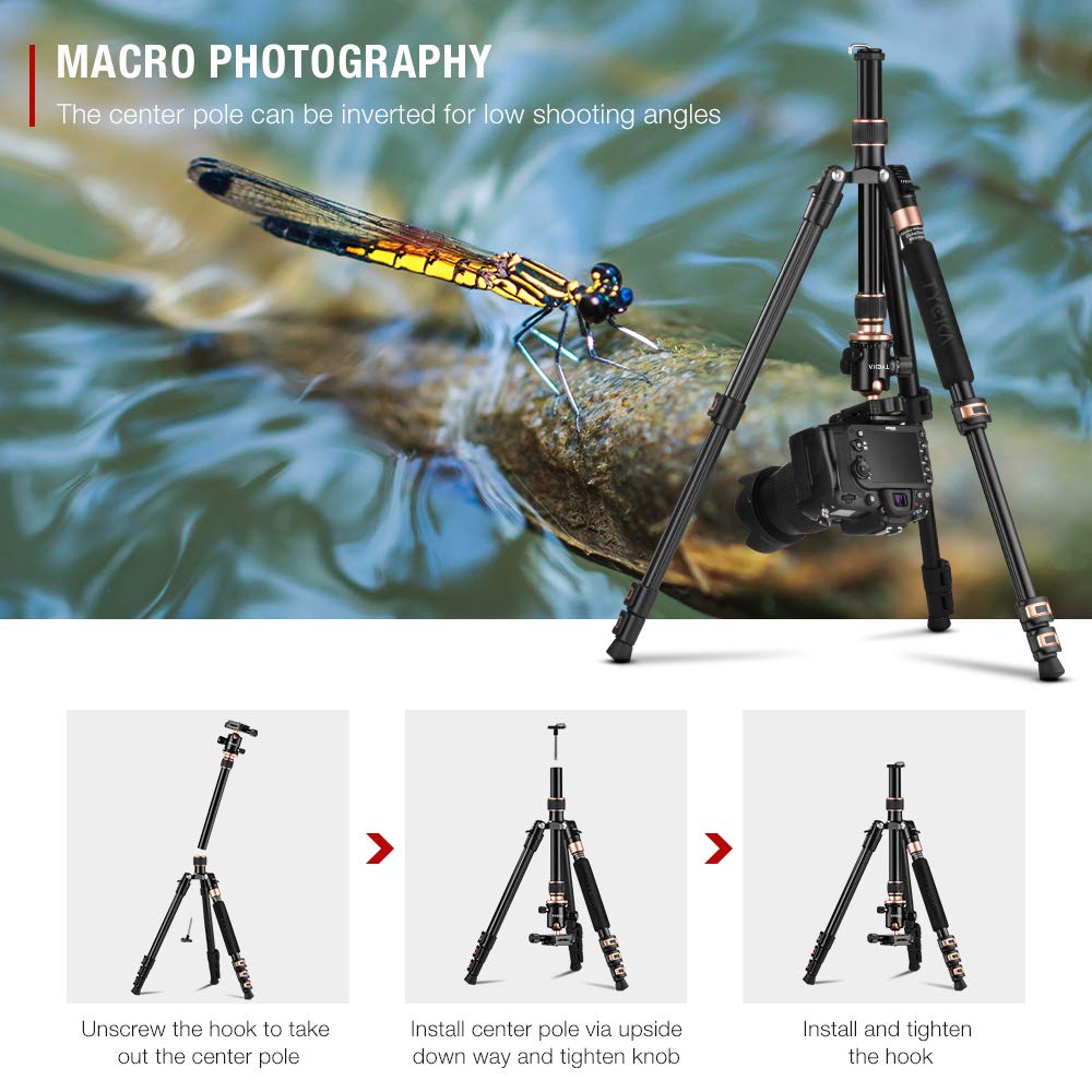 TYCKA 56” Camera Tripod, Lightweight Aluminum Travel Tripod Professional Compact Tripod Monopod for DSLR Camera with 360 Degree Ball Head, Quick Release Plate, Carry Bag
