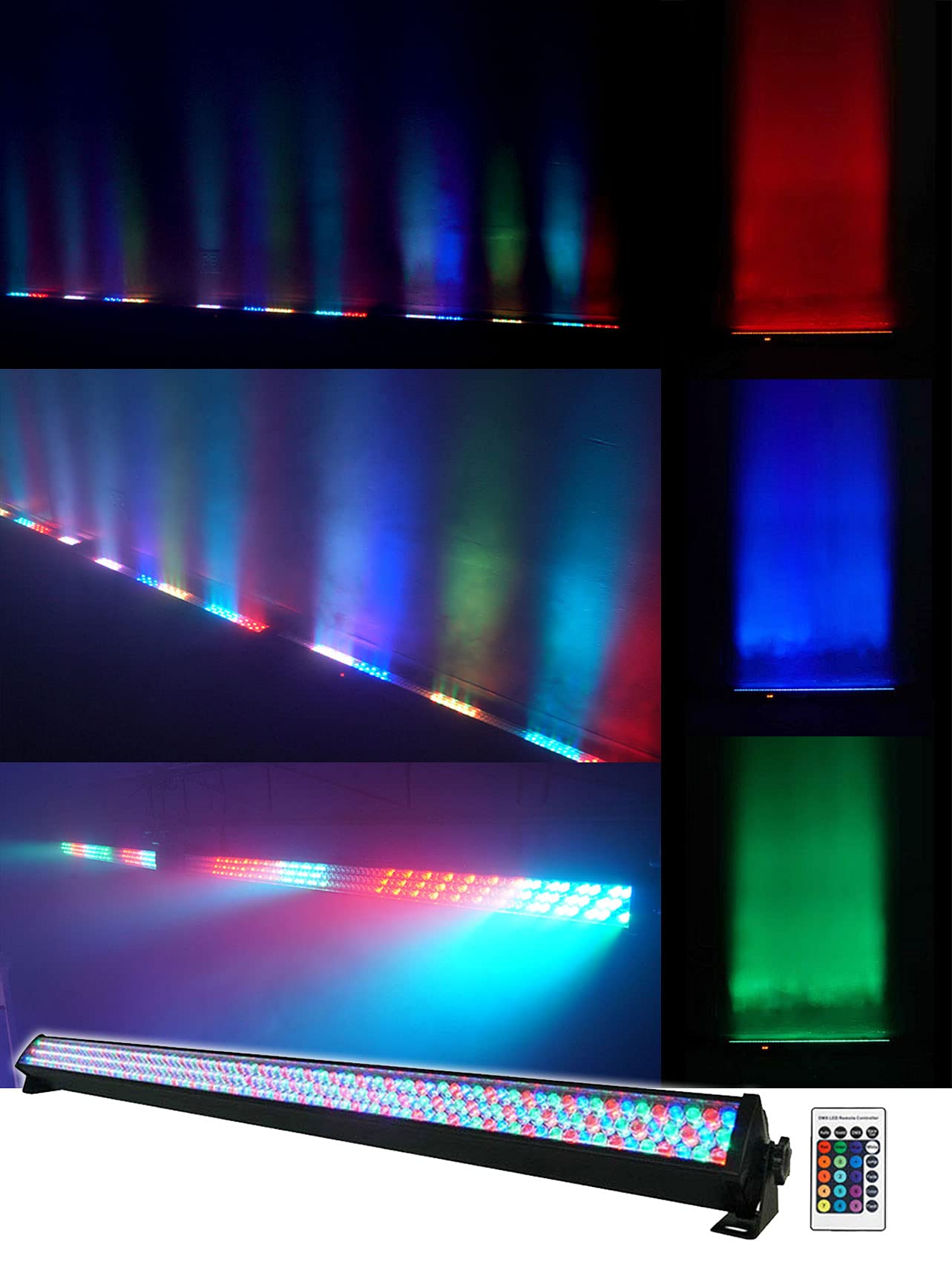 Rockville ROCKSTRIP 252 LED 50W RGB Color Strip Light Bar, 3/4/5/7-Channel DMX, High-Speed Color Changing, Master/Slave Link, Remote, for DJs and Stage