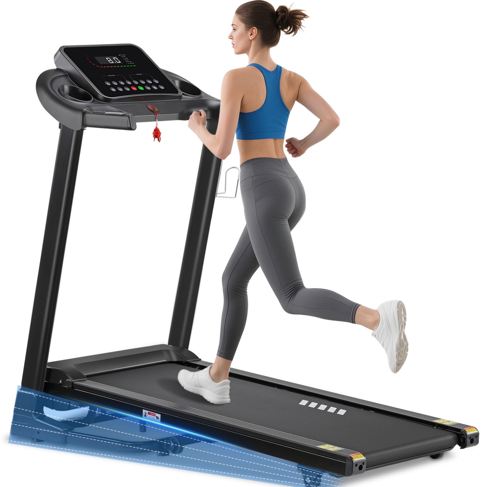 ATEEDGE Treadmill for Home, 3.0HP Folding Running Machine, 300 lbs Weight Capacity, Shock Absorbing, Bluetooth APP Control