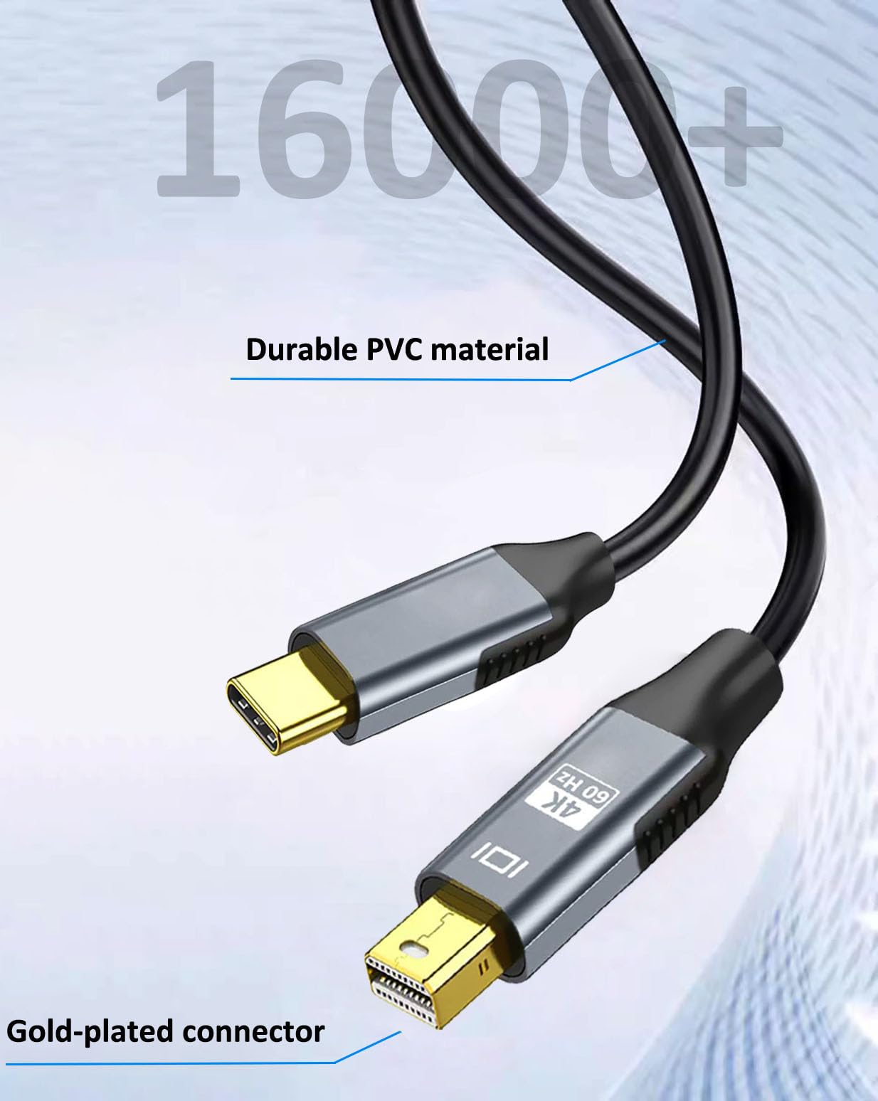 Griscen New 8k USB C to Mini DP Cable, USB C Thunderbolt 3 to Mini DisplayPort Cable 6FT, Compatible for MacBook Pro/Air 2024-2016, for Phone 16 15 Series, Surface Book 2, Galaxy S23 S21/9/10/20