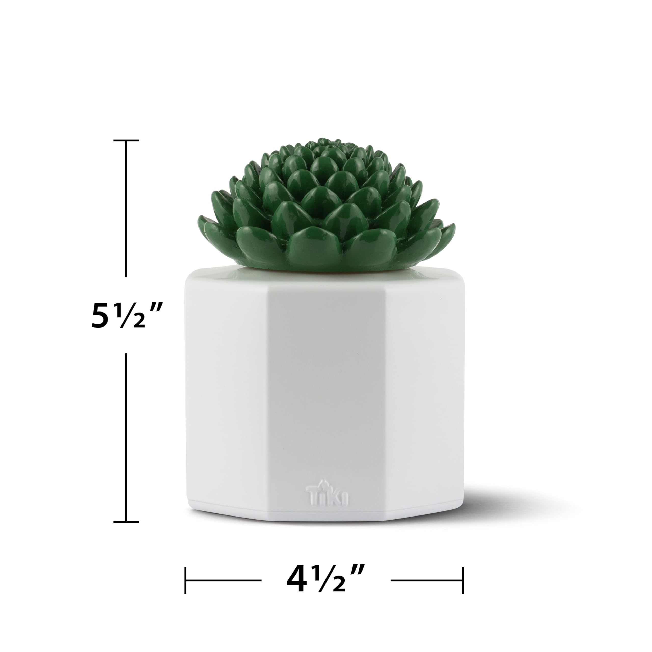 TIKI Brand 3-Pack Table Torch Glass Succulent White - Outdoor Table Top Lighting for Patio Lawn Backyard, 5.5 in, 1120165