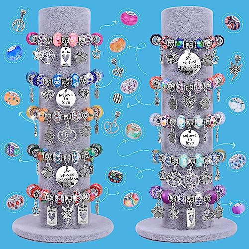 Assortment European Large Hole Spacer Beads,Fairy Garden Beads Rhinestone Craft Beads for DIY Charms Bracelet Jewelry Making (12 Style+Pendants)