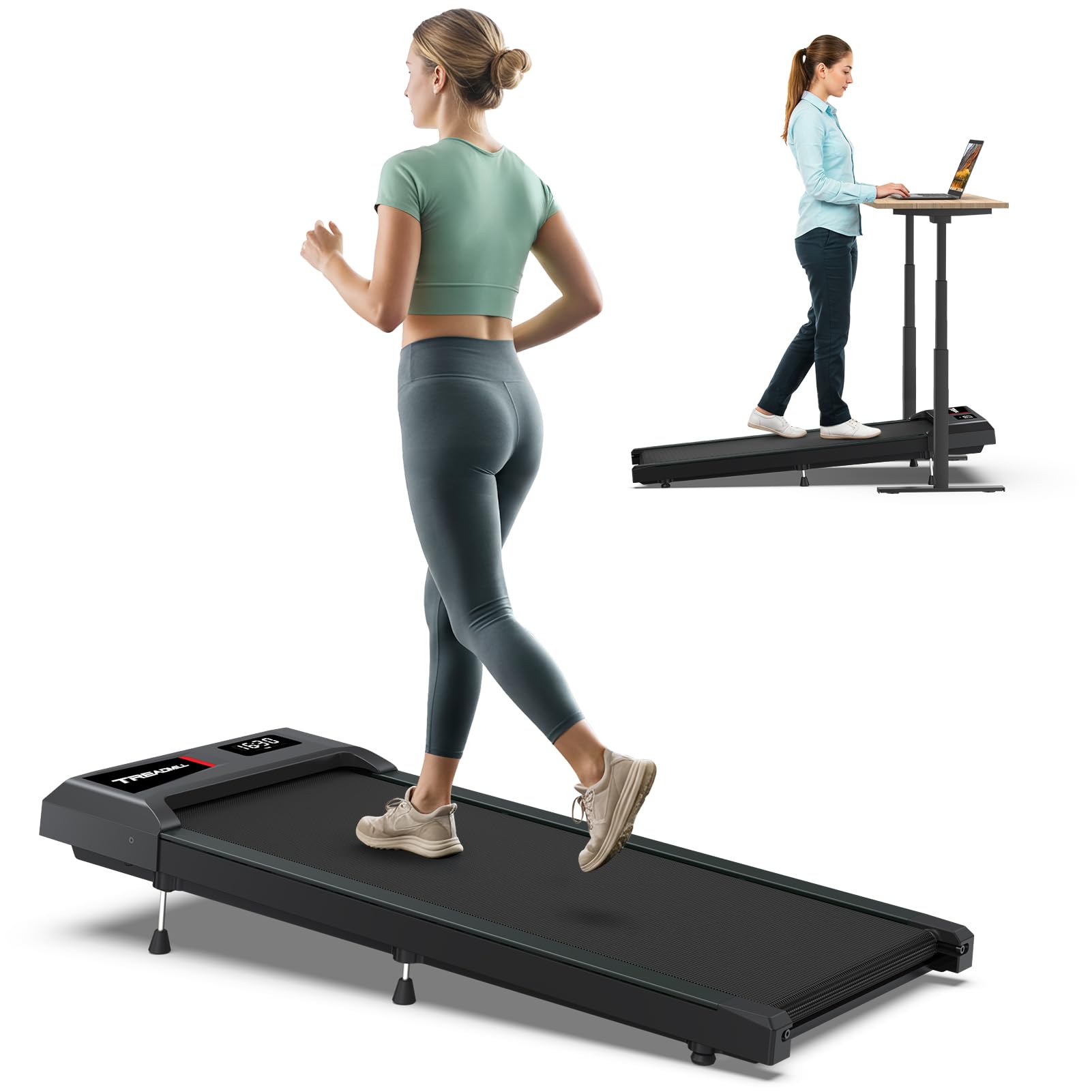 WELLFIT Incline Walking Pad Treadmill - Under Desk Treadmills with 3% 6% 10% Incline, 29lbs Lightweight 265lbs Capacity Smart Portable Treadmill for Home Small, Works with KINOMAP Apple Health