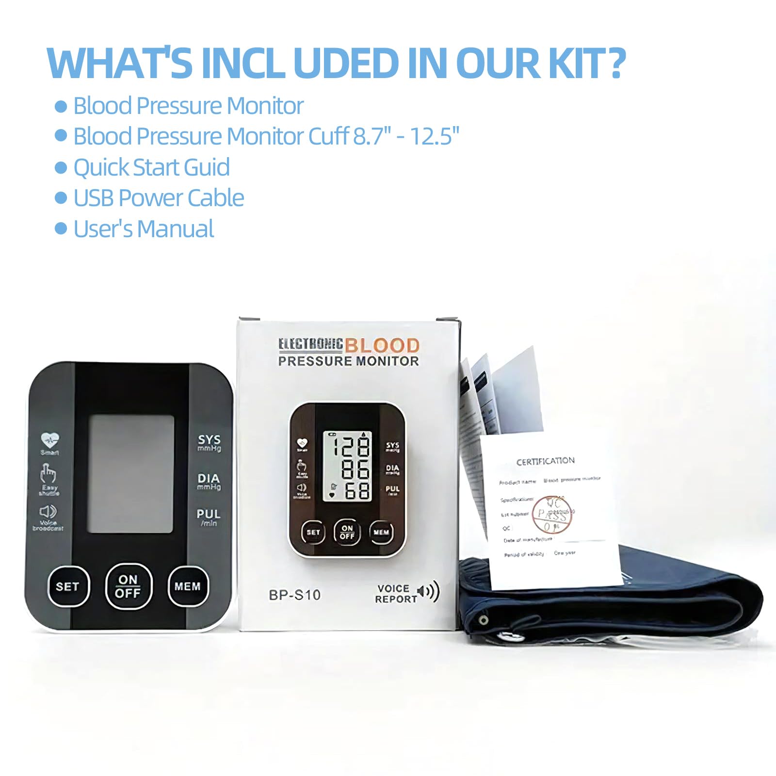 Upper Arm Blood Pressure Monitor Premium Blood Pressure Machine Automatic Arm BP Machine - Cuff 8.7''-12.6'', 100 Memory Sets, Voice Broadcast, High Precision Irregular Heartbeat Detector