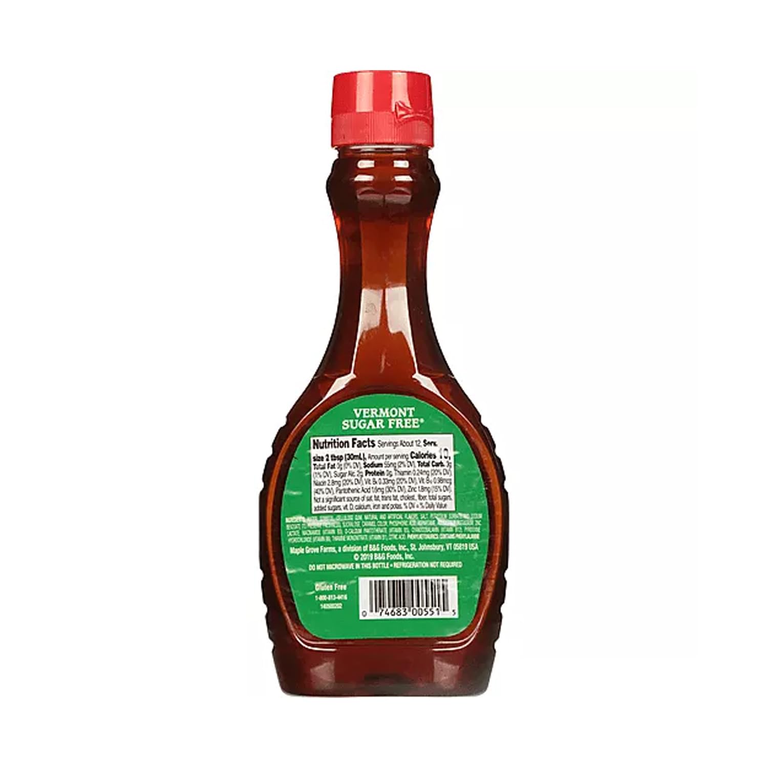 Maple Grove Farms Vermont Sugar Free Syrup, 12 Fl Oz (Pack of 2)