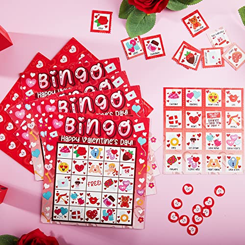 JOYIN 28 Players Valentine's Day Bingo Card for Kids and Adults, for Family/School Classroom Large Group, Party, Treats, Game