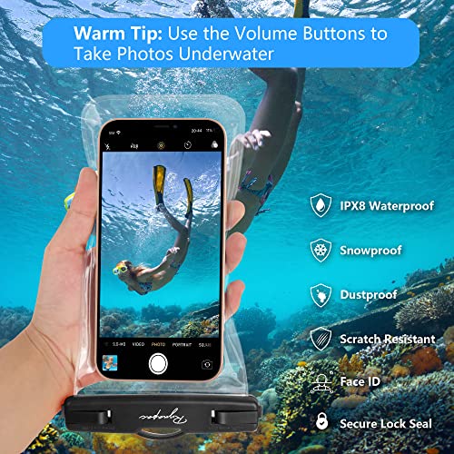 Rynapac Waterproof Phone Pouch Bag - 7.5in Water Proof Cell Phone Case for Beach Travel Must Haves, Waterproof Phone Holder with Lanyard for iPhone 15 Pro Max Galaxy S23 Pixel 7a, Cruise Essentials