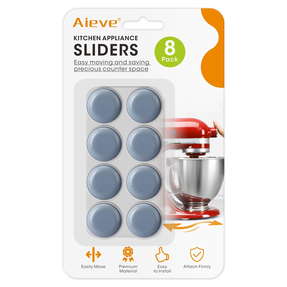 Aieve Appliance Sliders, 8 Pcs Small Appliance Slider for Countertop, Self Adhesive Home Finds Caster Wheels Rollers, Kitchen Must Have Gadgets for Stand Mixers, Coffee Makers, Air Fryers