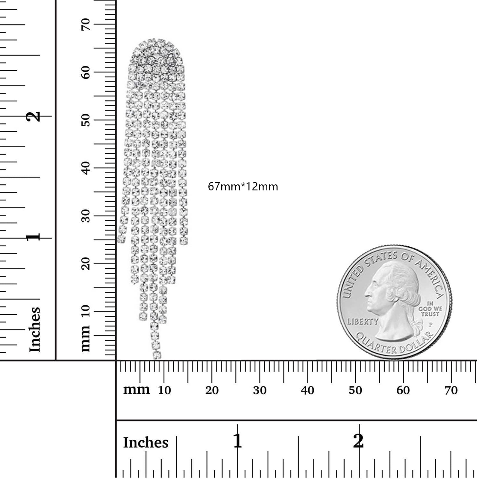 Luxval Rhinestone Earrings Dangling for Women Girls Long Chandelier Earrings Tassel Sparkly Silver Dangle Earrings Lightweight Ear Studs Cubic Zirconia Crystal Statement