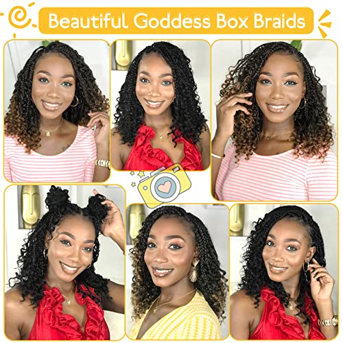 Fulcrum Goddess Box Braids Crochet Hair 12 Inch, 9 Packs Box Braids Crochet Hair for Women, Crochet Braids with Curly Ends (12Inch, Tgray#)
