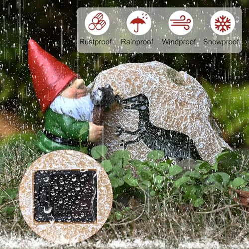 Yiosax Garden Gnome Statues-Solar Gnomes Statues-Outdoor Gnome Figurine Decor Dinosaur Resin Decoration for Patio Yard Lawn Ornament Dwarf Gift for Woman 5.5 Inches