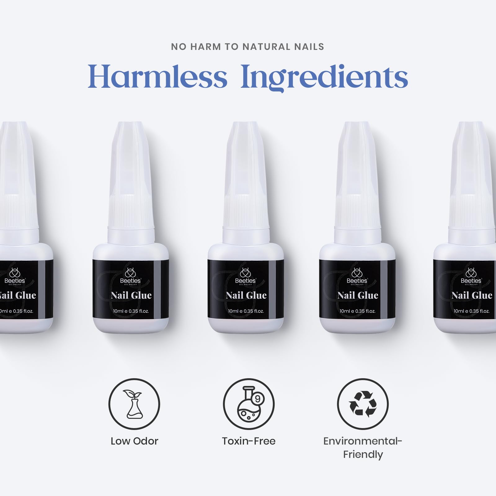 Beetles Nail Glue for Acrylic Nails, Nail Tips & Press On Nails (10Ml) 3 Pcs Super Strong Brush in Nail Glue for Press On Nails Quick Dry Nail Adhesive Bond Nail Tips Glue Fake Nails Gift for Women