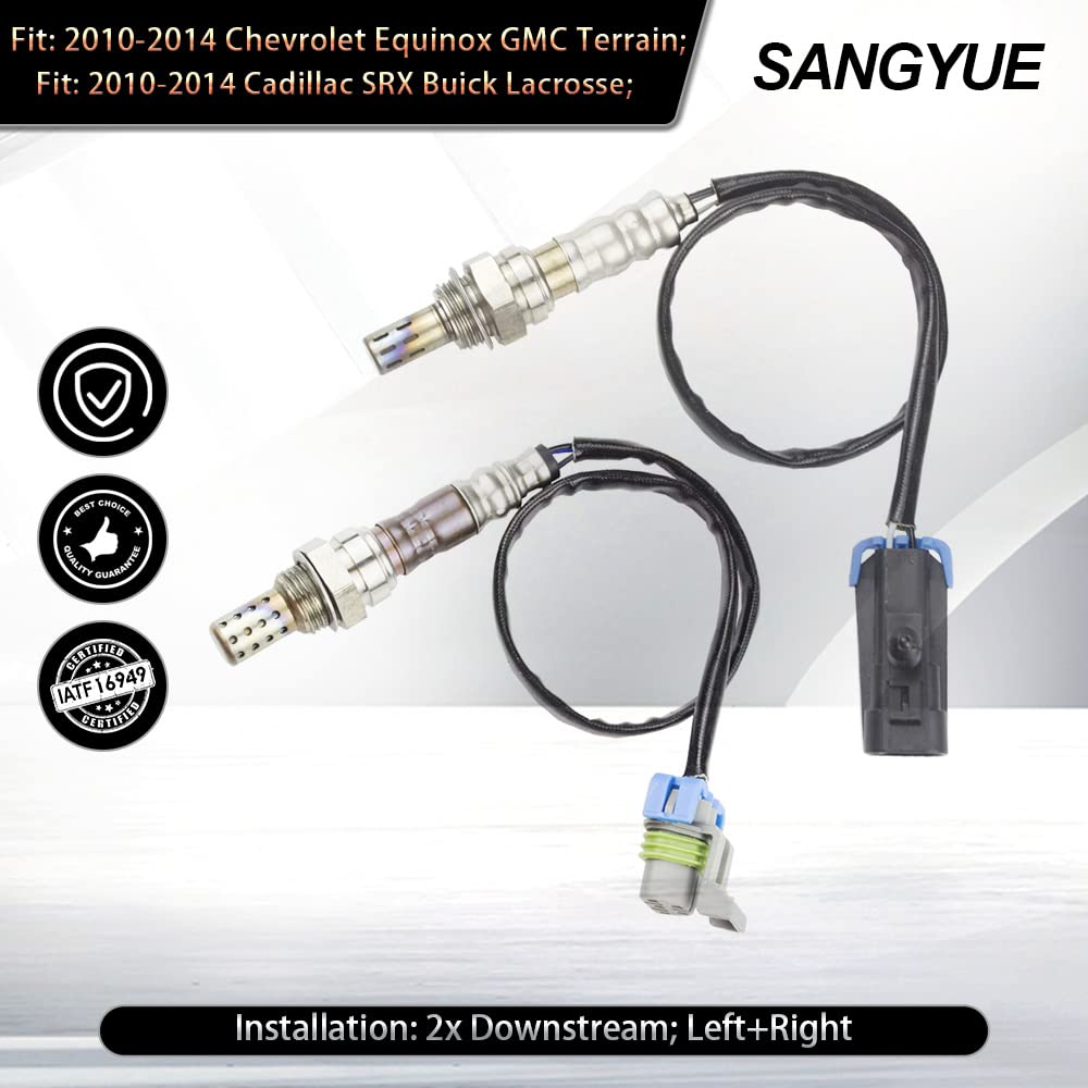 Sangyue Oxygen O2 02 Sensor 1 & 2 for 2010 2011 2012 2013 2014 Chevrolet Chevy Equinox 2.4L GMC Terrain 2.4L Upstream + Downstream 2PCS