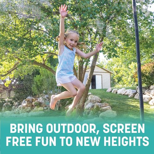 Skywalker Trampoline Outdoor 10 Ft. Round Outdoor Trampoline with Net, Trampoline Mat, and Basketball Hoop for Trampoline, ASTM Approval, 700 LBS Weight Capacity - Blue