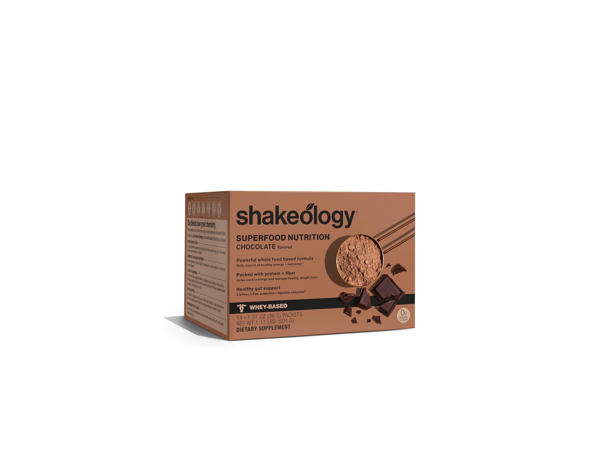 BODi Shakeology 0g Added Sugar Whey-Based Protein Powder – Gluten-Free Superfood Shake with Vitamins & Minerals – Helps Support Healthy Weight Loss & Gut Health, Chocolate, 14 Individual Packets