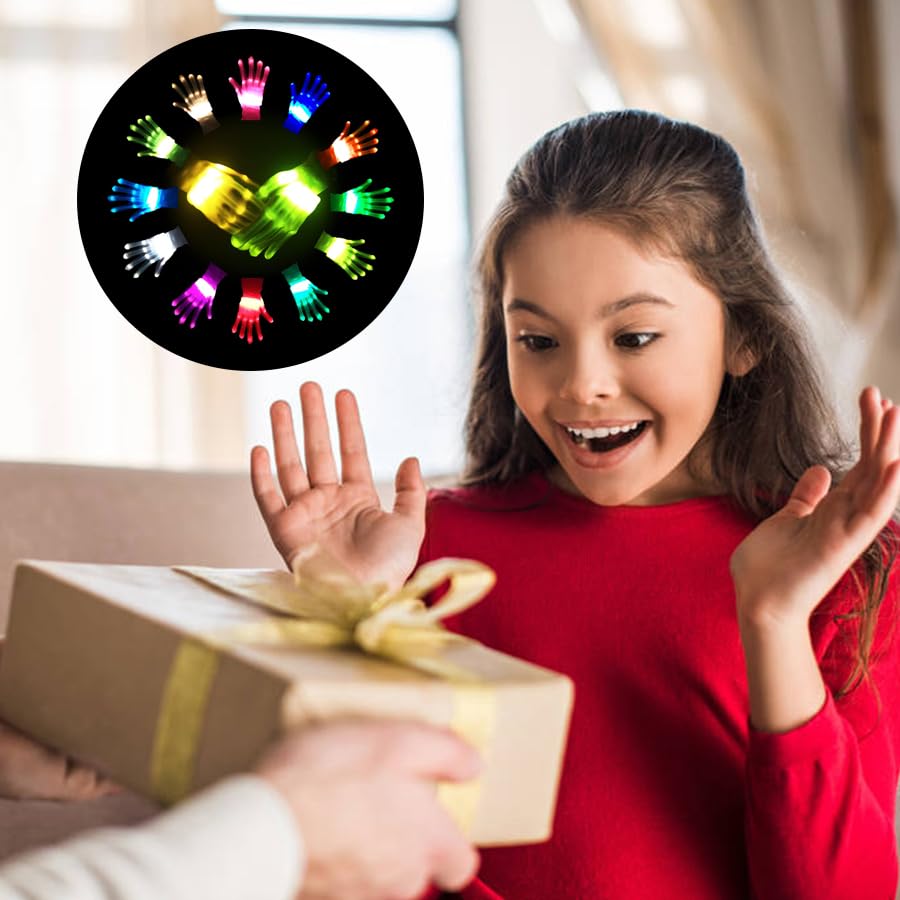 COLEDRE Led Gloves Boys Toys Gifts Age 6-12 Years Old Stocking Stuffers 12 Colors Light Up Birthday Halloween Party for Kids Adults Teens(1PM)