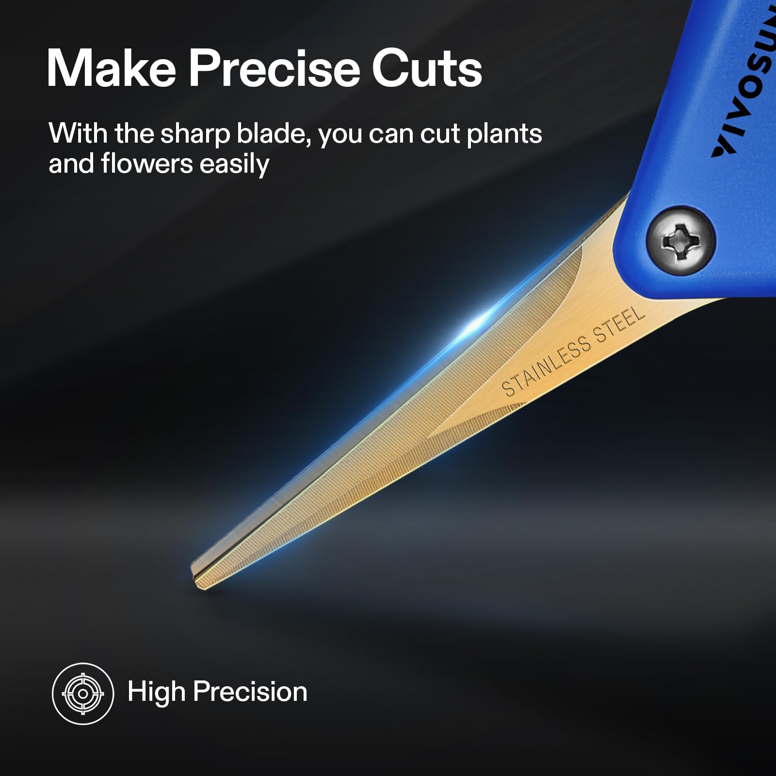 VIVOSUN Curved Gardening Scissors 6.5 Inch Hand Pruner Shear with Titanium Coated Blades 1-Pack