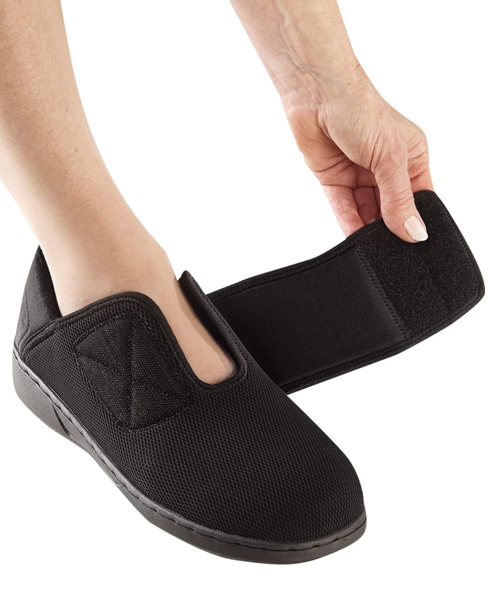 Silvert's Adaptive Clothing & Footwear Women’s Extra Wide Comfortsteps Shoes with Fluid Barrier for Seniors - Black 8