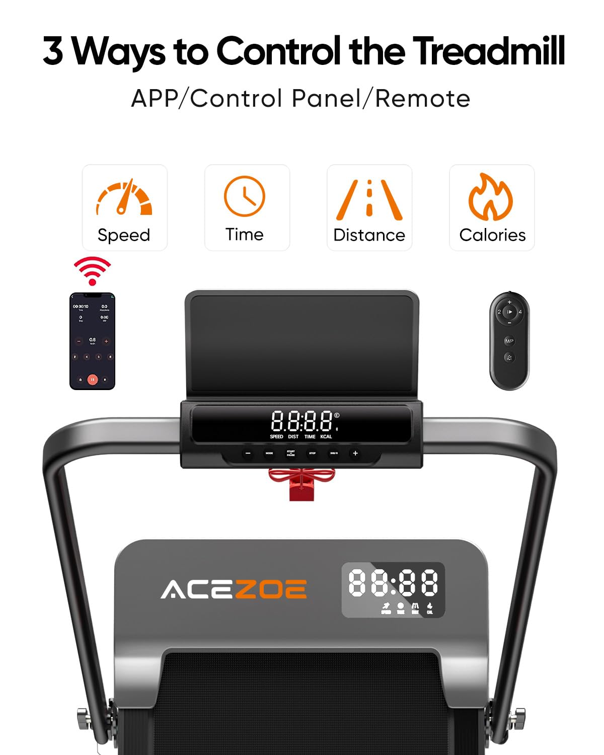 Acezoe 2-in-1 Foldable Treadmill with 3-Level 10% Incline, Walking Pad for Home Small Office, Compact Portable Under Desk Treadmill with Handle,Dual LED Display, APP & Remote, 300 lbs Capacity
