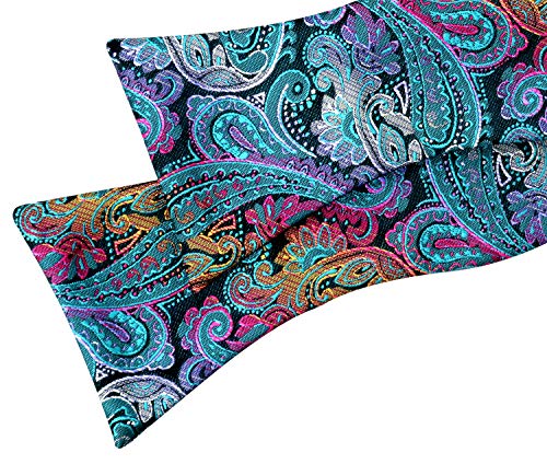 Alizeal Mens Paisley Jacquard Self-Tie Bow Tie Pocket Square Set (Plum Purple)