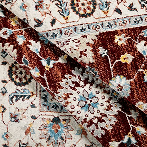 Home Dynamix Everwash Treasure Lina Traditional Medallion Machine Washable Runner Area Rug, Red/Ivory, 2'2"x7'2"