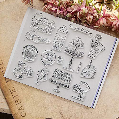 3.95.9 Inches Happy Birthday Thank You Congratulations Clear Rubber Stamps for Scrapbooking Card Making Thanksgiving Birthday Stamps