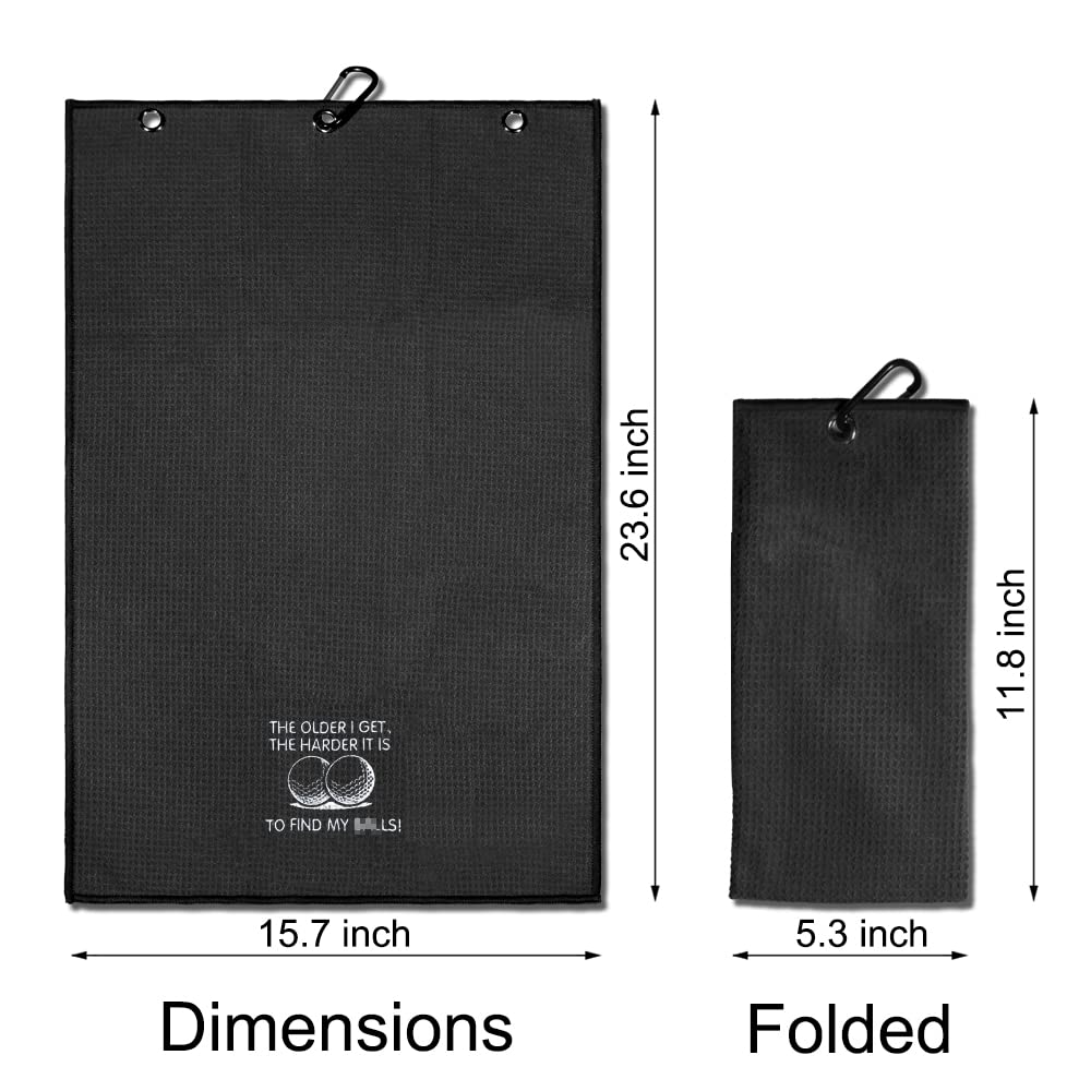 TOUNER Funny Golf Towel Gift for Dad, Funny Golf Towel for Men, Retirement Gifts for Men Golfer, Embroidered Golf Towels for Golf Bags with Clip (The Older I Get The Harder It is to Find My)