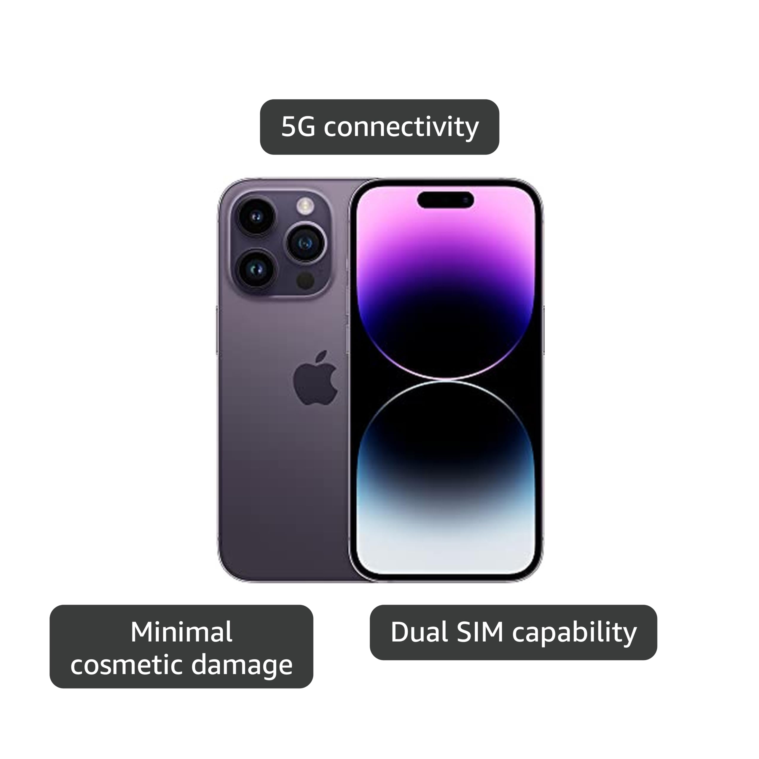 Apple iPhone 14 Pro, 256GB, Deep Purple - Unlocked (Renewed Premium)