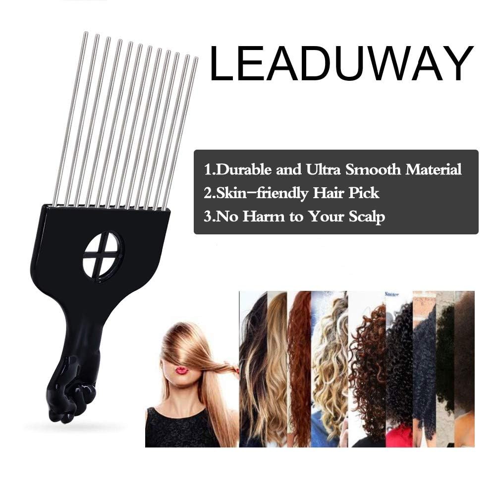 2 Pack Afro Pick, Hair Pick, Metal Pick Comb, Detangle Wig Braid Hair Styling Comb, Hair Comb Pick