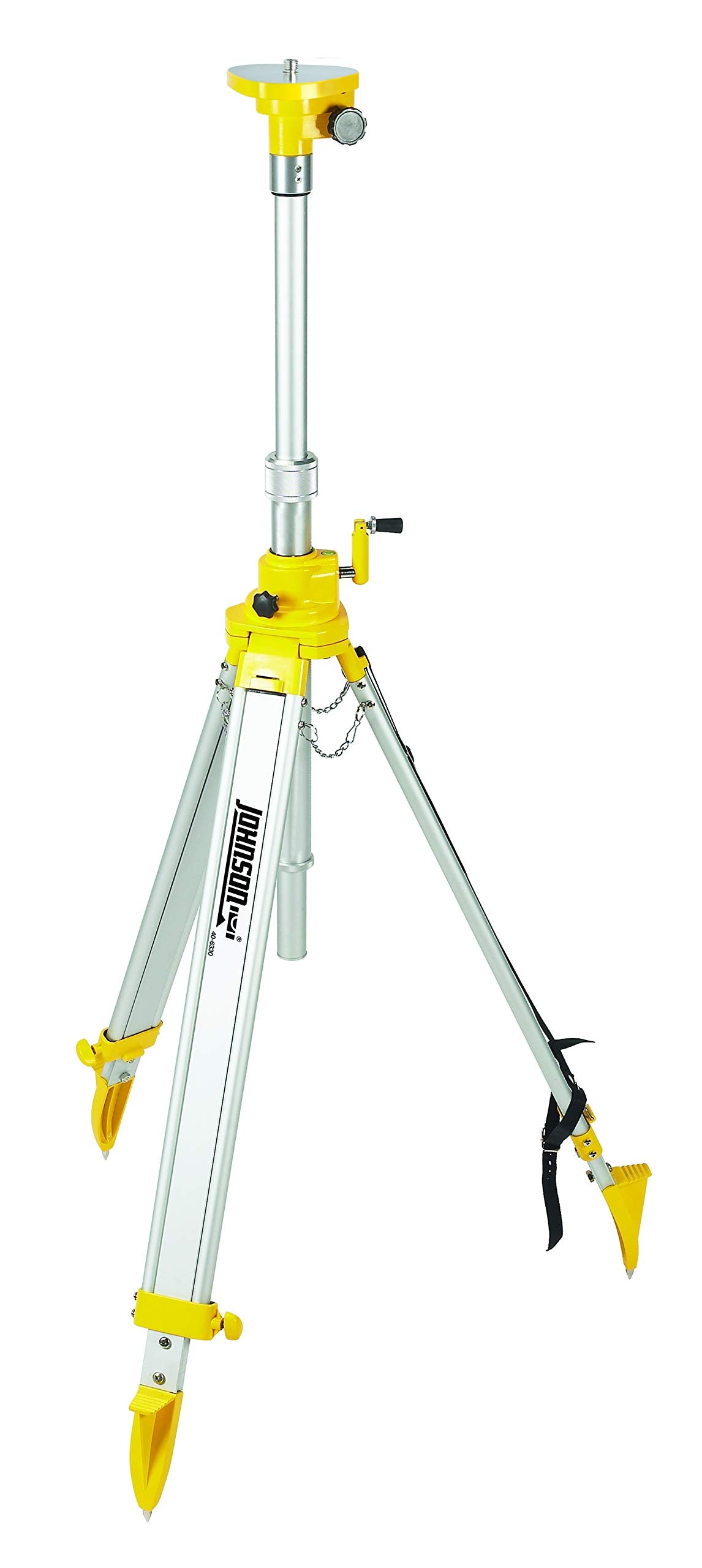 Johnson Level & Tool 40-6330 Heavy Duty Elevating Tripod with 5/8" - 11 Thread, 4'-10' Working Height, Silver/Yellow, 1 Tripod, 48 Inch