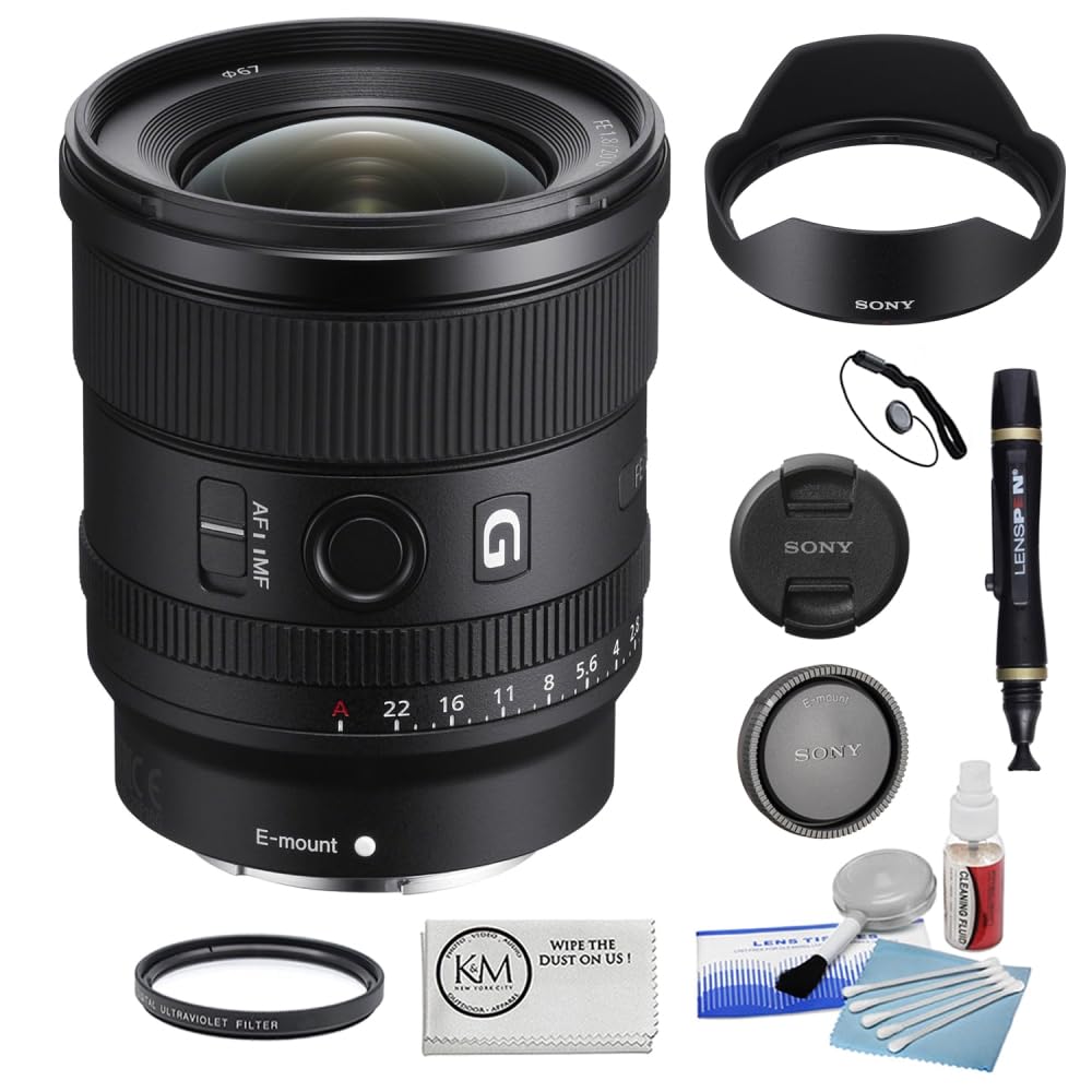 Sony FE 20mm f/1.8 G Lens Bundled with 67mm UV Filter + 5-Piece Camera Cleaning Kit + Cleaning Lens Pen + Lens Cap Keeper + Microfiber Cleaning Cloth (6 Items)