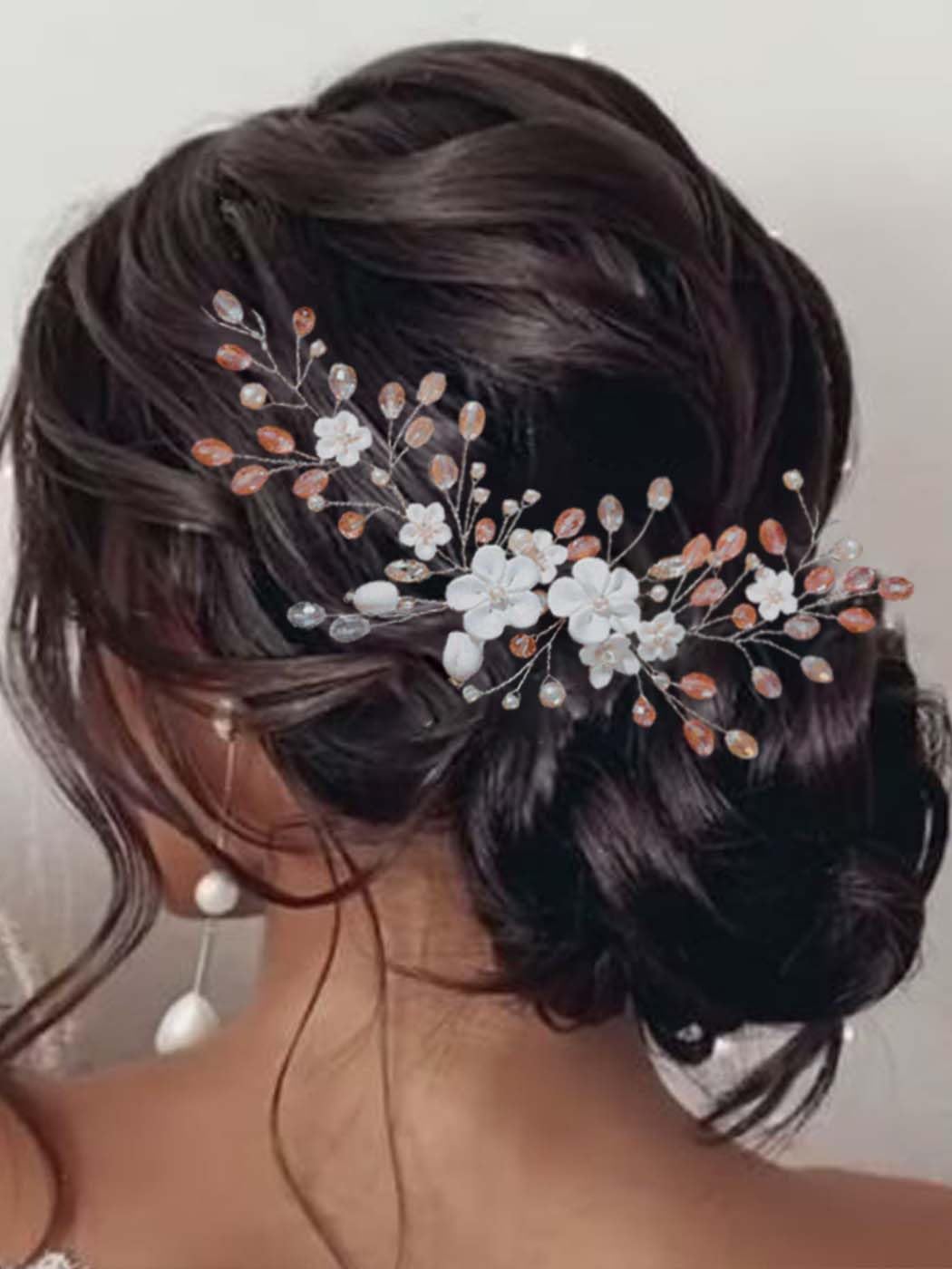 Yean Flower Bride Wedding Hair Vine Pink Rhinestone Bridal Hair Accessories Crystal Headpiece Women and Girls