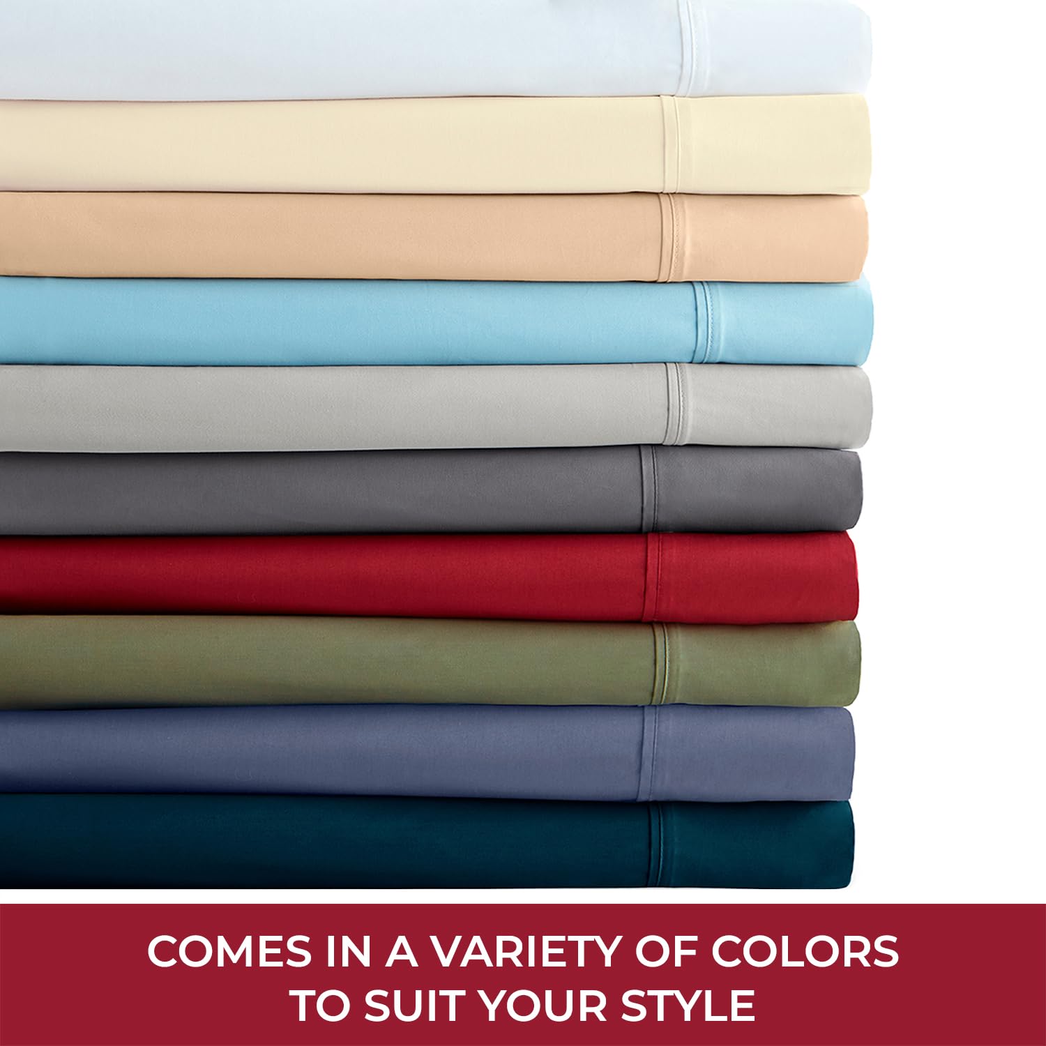 Mellanni 400 Thread Count Cotton Sateen Bedding Set - 4 Piece White Bed Sheets Set - Fits Mattresses up to 16" Deep - Cooling Sheet for Hot Sleepers (Queen, Light Gray)