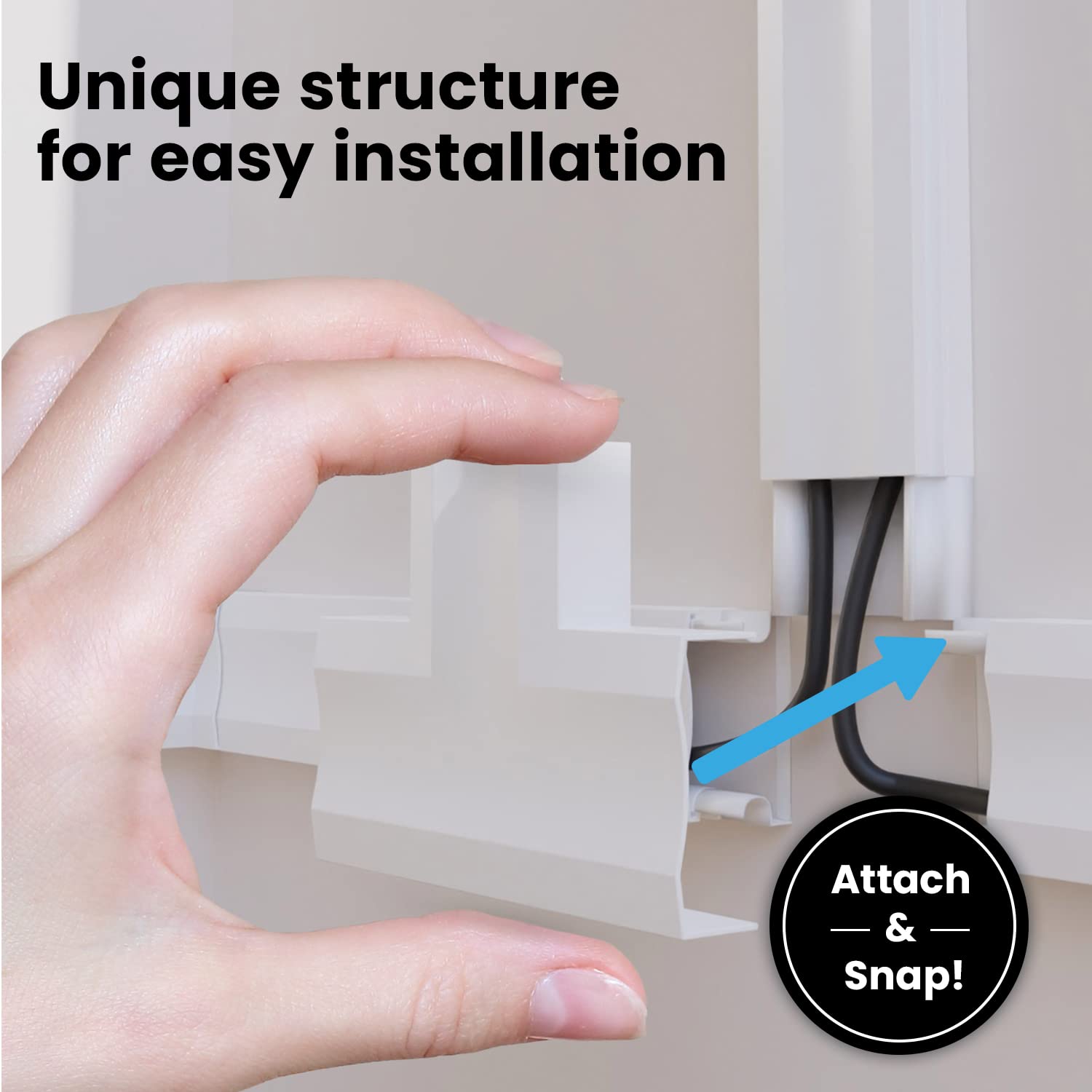 EVEO Cord Hider - 306” Cord Cover Wall Cable Hider, Cable Concealer, Wire Hiders for TV on Wall. Cable Management, Cord Hider Wall Cable Raceway Wire Covers for Cords -18X (L17 W0.95 H0.5) - White