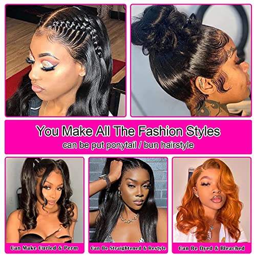 Aicrelery 13x6 Lace Front Wigs Human Hair Wigs for Women 13x6 HD Lace Frontal 180 Density Brazilian Virgin Glueless Wigs Human Hair Pre Plucked with Baby Hair Natural Color 18 Inch