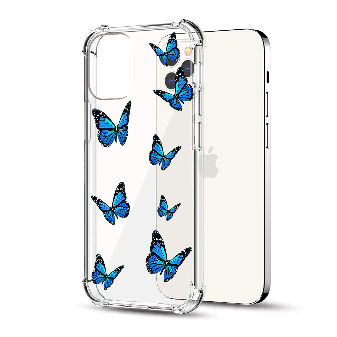 wzjgzdly Butterfly Clear Case Compatible with iPhone 11, Cute Case for Women Slim Soft Slip Resistant Protective Phone Case for iPhone 11 6.1 inch - Blue