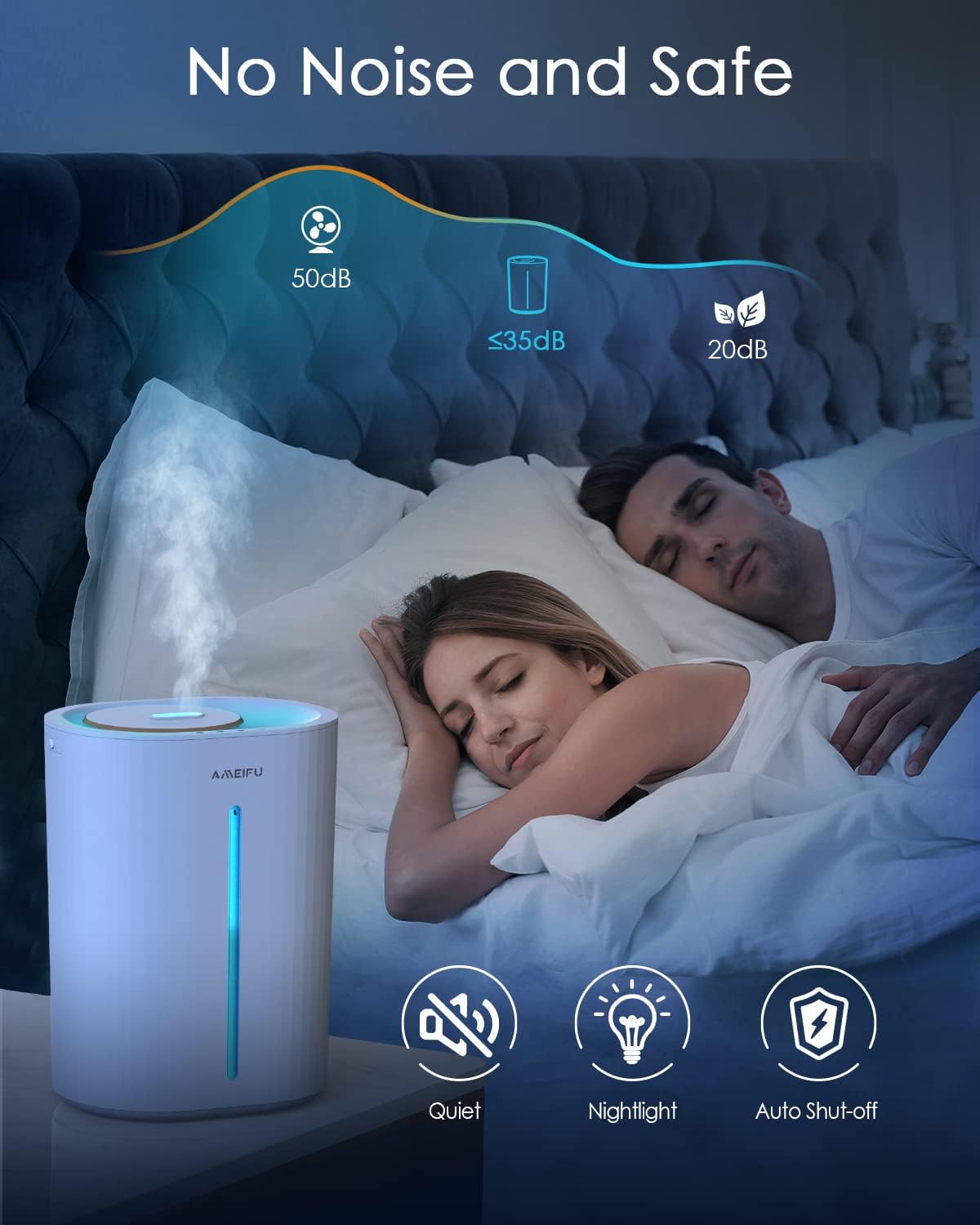 6.5L Humidifiers for Large Room Bedroom, Top Fill Humidifier, Quiet Cool Mist Humidifiers for Home, Baby, Pets, Plants, 54 Hours Run Time, Easy to Clean