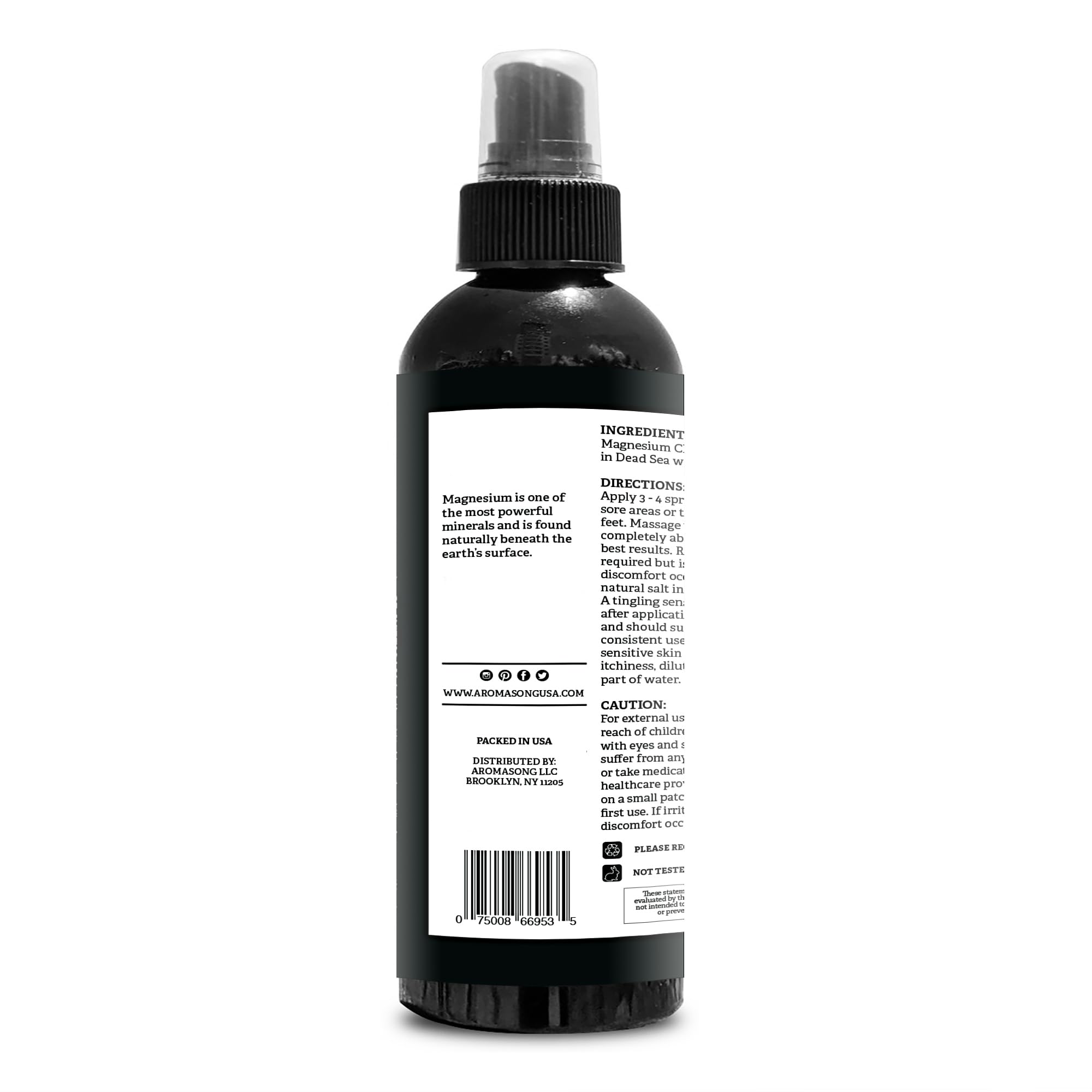 Aromasong Extra Strength Magnesium Oil Spray - 8 Oz. 2 Pack (23mg in Each Spritz) Natural and Pure Magnesium Spray - Made in The USA - for Leg Discomfort and Promotes a Calm Sleep