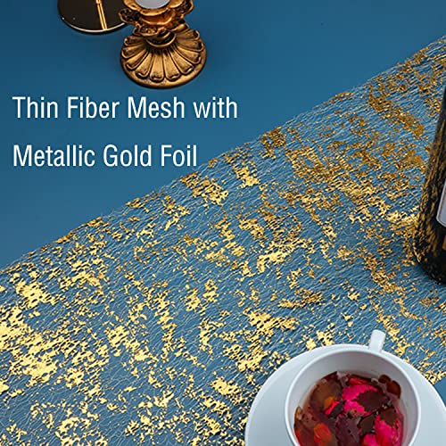 Snowkingdom Royal Blue Table Runner, Sequin Glitter Foil Metallic Thin Mesh Table Runner Roll 11 Inch x 49 Feet, Blue Table Decorations for Wedding Birthday Party Christmas Graduations