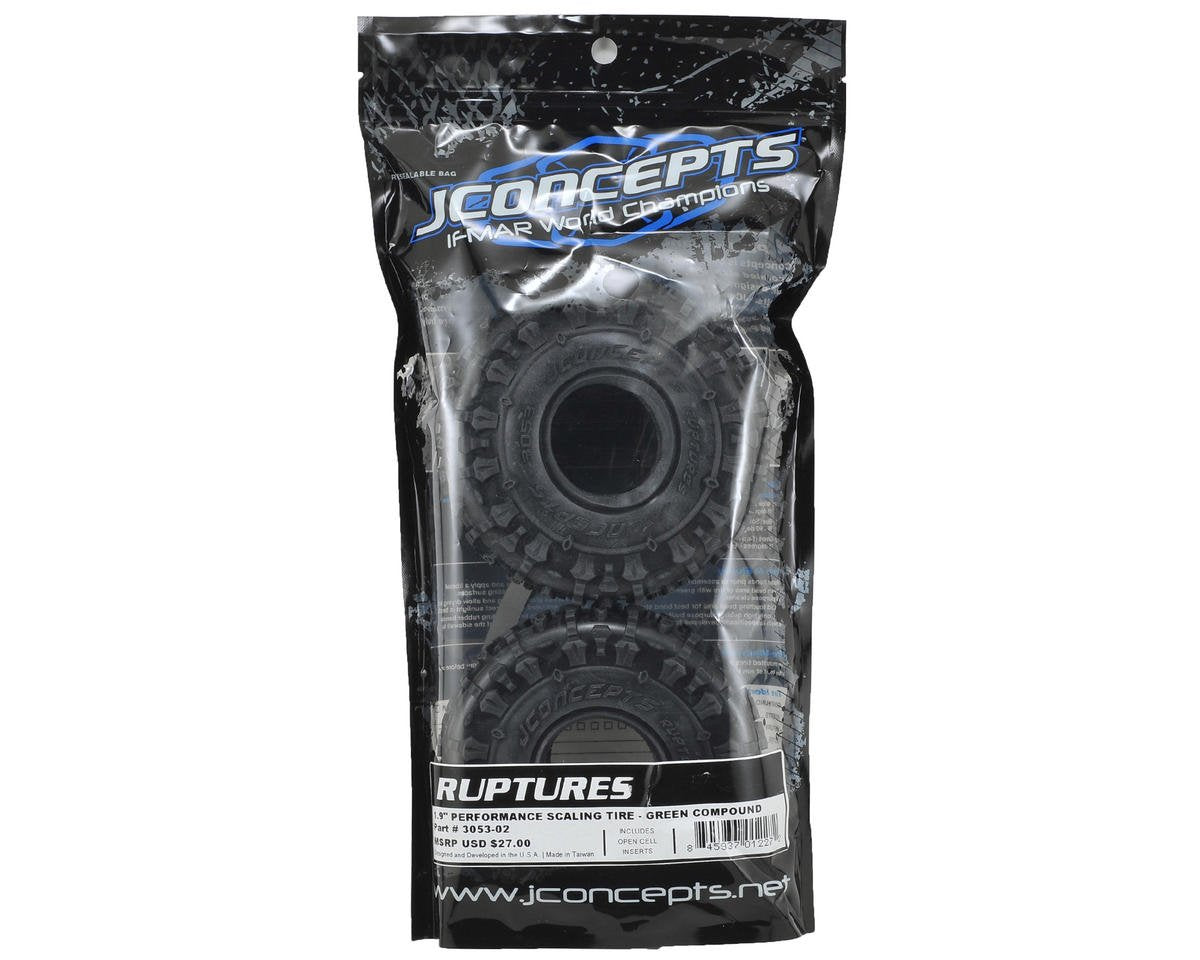 J Concepts 305302 Ruptures, Green Compound, Performance Scaler Tires (for 1.9" Wheel)