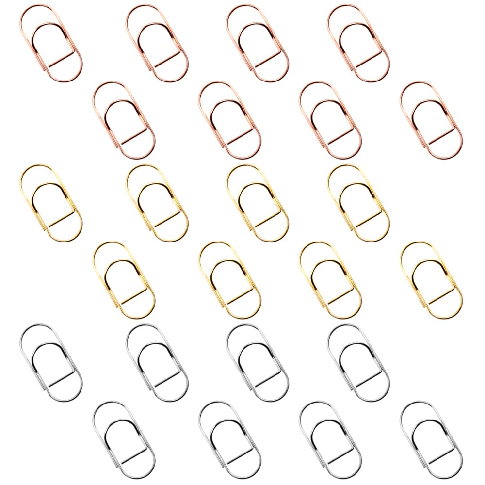 24 Pack Stainless Steel Pen Clip Holder,Sonku Metal Bookmarks for Notebooks, Journals, Calendars, Planner(Rose Gold,Gold,Sliver)