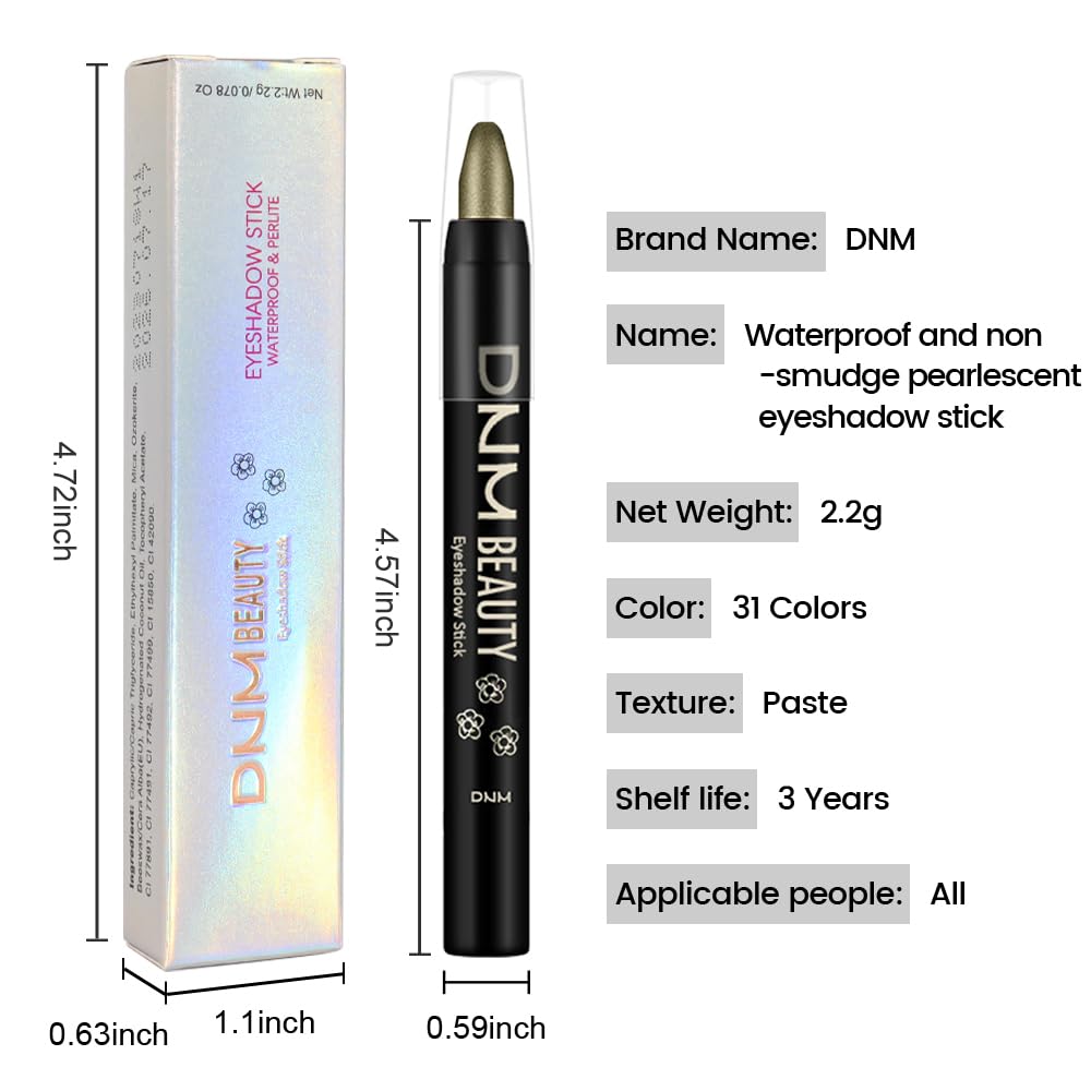 Kaely Cream Eye Shadow Sticks, Deep Green Shimmer Eyeliner Pencil Eyeshadow Palette Makeup, Eye Highlighter Brightener Stick for Older Women Waterproof Pigmented, sombras para ojos, New-79