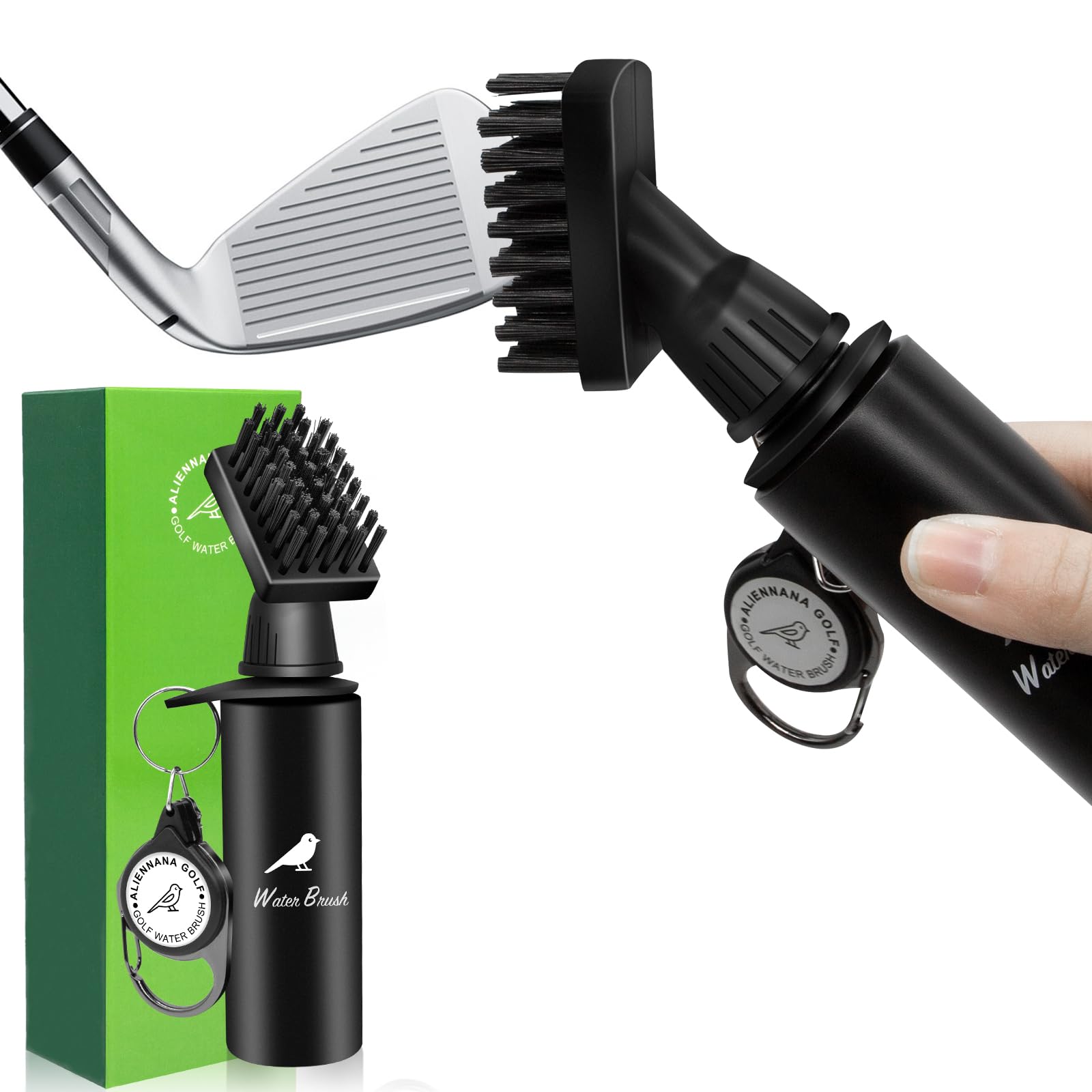 Golf Water Brush Pro Golf Club Cleaner Brush with Squeeze Water Bottle Holds 4 Ounces of Water - Golf Club Head Groove Cleaner, Golf Ball Cleaner, Shoe Brush, Golf Bag Accessories (1 Pack)