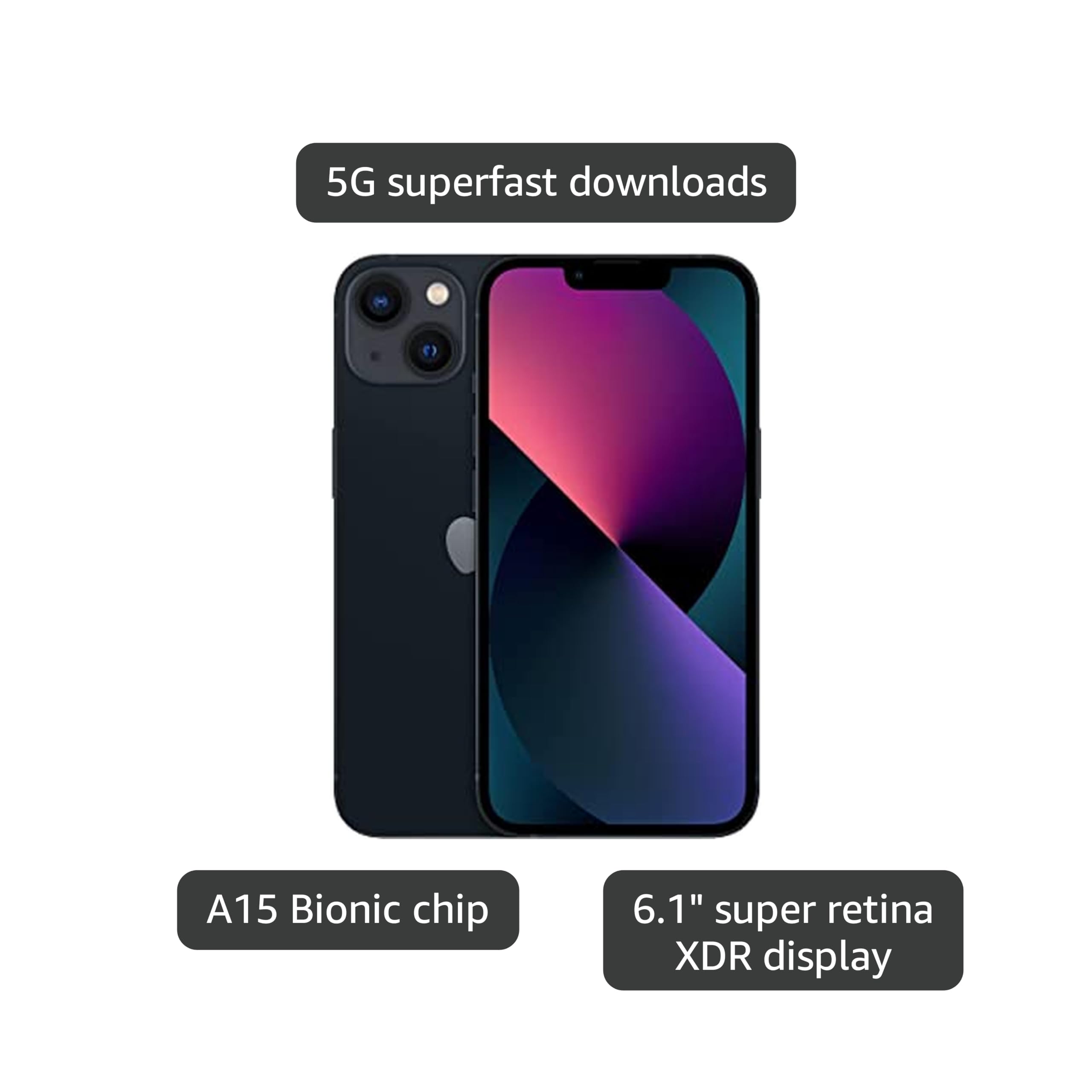 Apple iPhone (Renewed Premium) 13, 128GB, Midnight - Unlocked