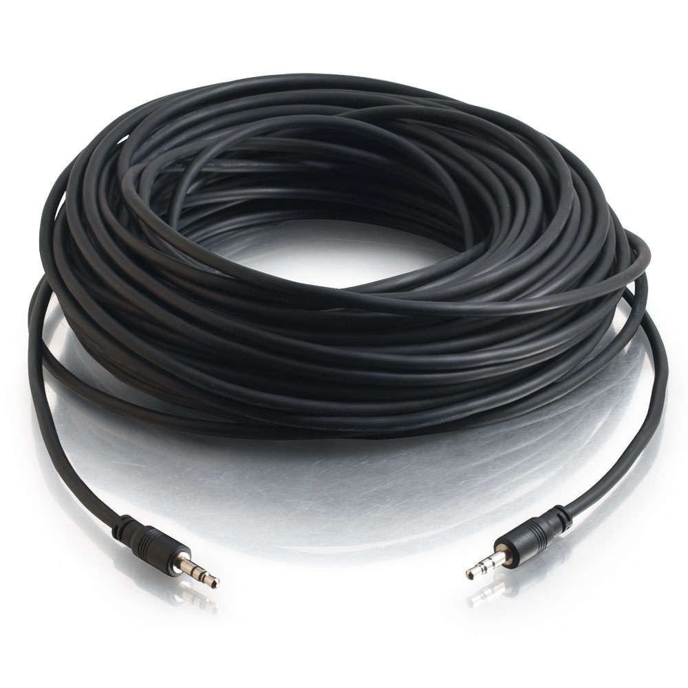 C2G Legrand 3.5MM Stereo Audio Cables, 3.5MM Male to Male Cord, Black Audio Cable with In-Wall, CMG-Rated Jacket, 50 Foot 3.5MM Audio Cable, 1 Count, C2G 40109
