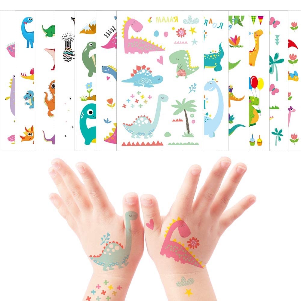 Fanoshon Dinosaur Tattoos Temporary for Kids Boys Girls Birthday Party Favors, 120+ Children Cool Dino Face Paint Tattoos in Bulk T-Rex Body Decoration Christmas Stocking Stuffers