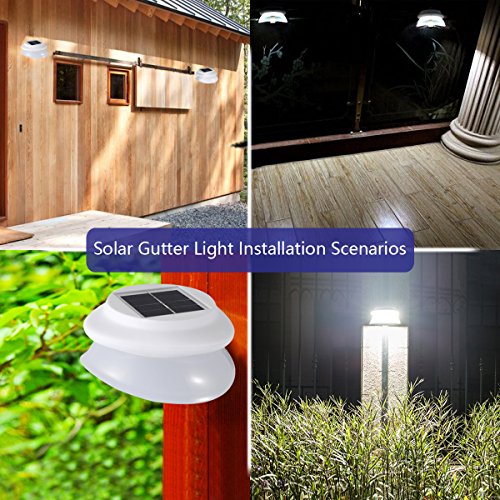 MOLEBIT Solar Gutter Lights Outdoor, 9 LED, Super Bright, Waterproof, Wireless Security for Garden, Wall, Yard, Deck