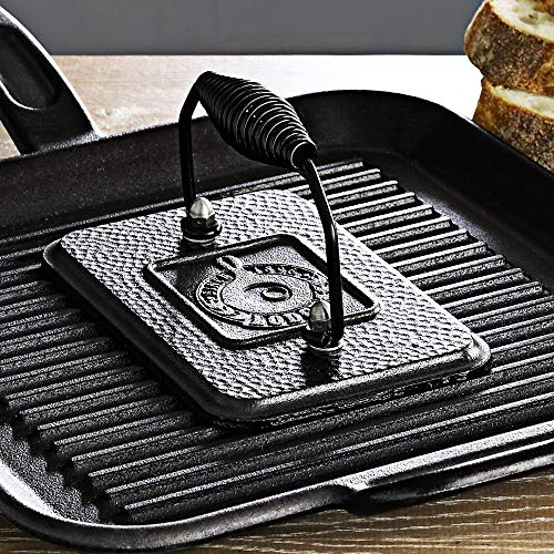 Lodge Reversible Cast Iron Grill/Griddle – 9.5 x 16.75 Inch Pre-Seasoned Cooking Surface – Flat & Ribbed Sides – Use on Stove, Grill, or Campfire – Made in the USA – Heavy-Duty, Black