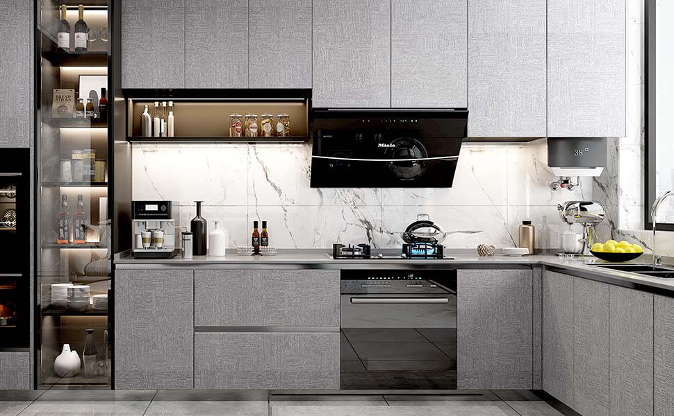 FUKU MON 24" X 197" Grey Grasscloth Textured Wallpaper for Peel and Stick Wallpaper Grassweave Thick Removable Contact Paper for Walls Cabinets Bedroom Counter Top Liners Fireplace