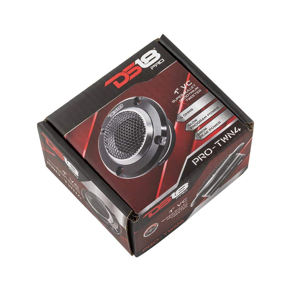 DS18 PRO-TWN4 High Compression Neodymium Super Bullet Tweeter 1" VC, 280 Max, 140W RMS, 4 Ohms with Built in Crossover Tweeters are The Best in The Pro Audio and Voceteo Market (1 Speaker)